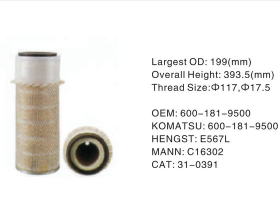 600-181-9500 Hydraulic Filter Assembly Height 393.5mm OD 199mm